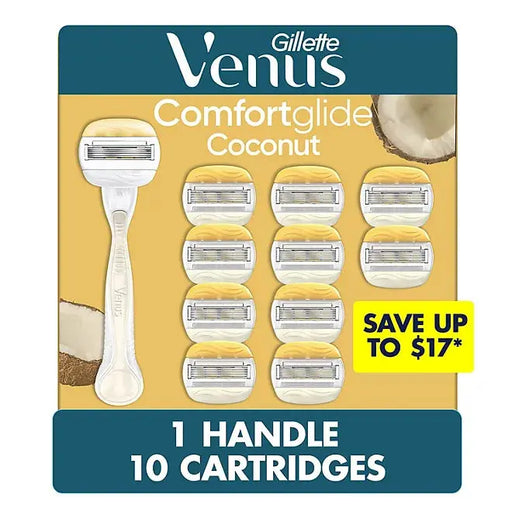 Venus Comfortglide Women's Razor Handle + 10 Cartridges, Coconut Gillette