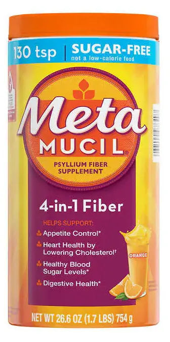 Metamucil Fiber Supplement, Orange Sugar Free, 130 Servings Meta Mucil