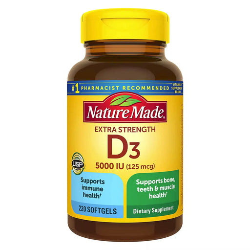 Nature Made Extra Strength Vitamin D3 5000 IU (125 mcg) Softgels, 220 count Nature Made