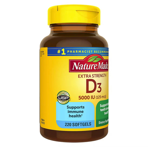 Nature Made Extra Strength Vitamin D3 5000 IU (125 mcg) Softgels, 220 count Nature Made