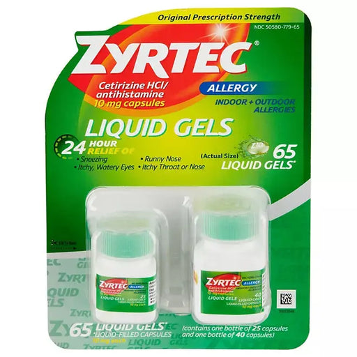 Zyrtec 24 Hour Allergy Relief Liquid Gels (65 count) Zyrtec