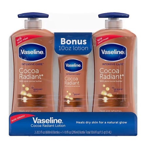 Vaseline Intensive Repair Cocoa Radiant Body Lotion, 2 pk./20.3 fl. oz. with Bonus Bottle, 10 oz. Vaseline