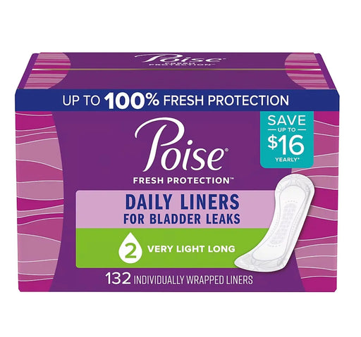 Poise Very Light Absorbency Long Incontinence Panty Liners, 132 count Poise