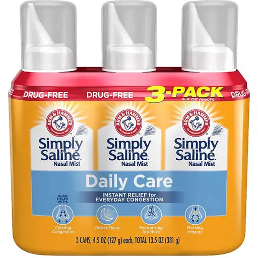 Simply Saline Daily Care Adult Nasal Mist (3 pk., 4.5 oz./pk.) Arm & Hammer