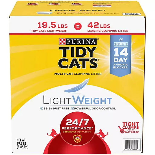 Purina Tidy Cats Light Weight, Low Dust, Clumping Cat Litter, Lightweight 24/7 Performance Multi Cat Litter - 19.5 lb. Box Purina